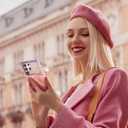 for Samsung Galaxy S23 Ultra Case with Slide Camera Cover, Samsung S23 Ultra Case Shockproof Slim Thin Lightweight, Chic Glossy Fade-Resistant Pattern Phone Cases Cover for S23 Ultra, Pink