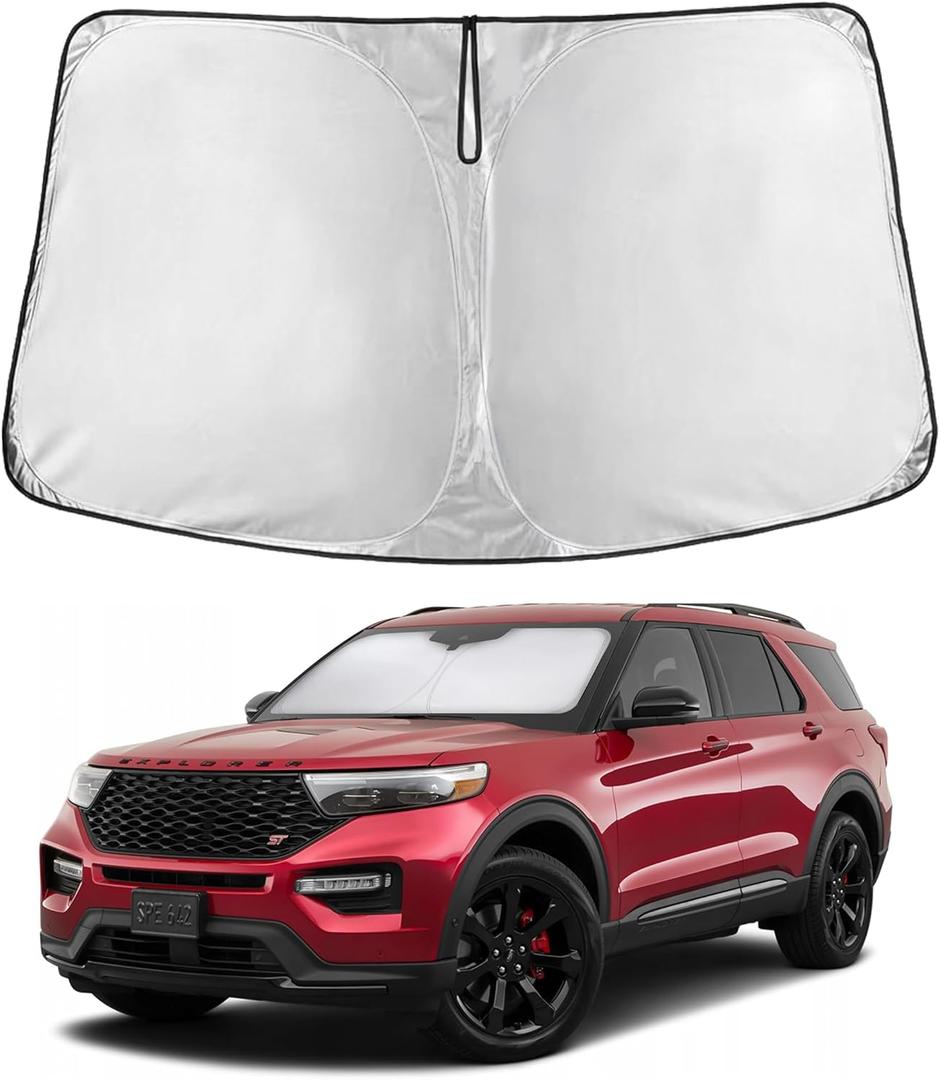 EcoNour Windshield Sunshade Compatible for Ford Explorer 2020-2024 2025 2026, Sun Visor for Front Windshield & Window Sun Shade Cover, UV Heat Blocker & Protector, Car Accessories