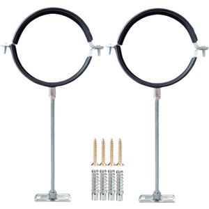 2 Sets Premium Adjustable Pipe Hanger StrapHeavy Duty Galvanized Iron Stove Pipe Metal BracketWall Support Chimney Round Split Ring Dryer Vent Hose Duct PVC Holderwith All Mounting Screws (4-Inch)