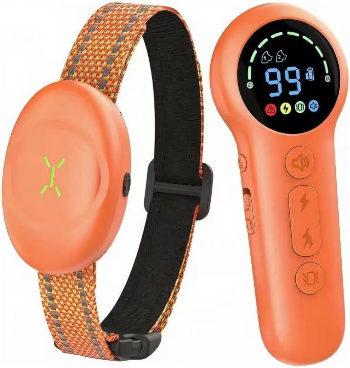 Dog Shock Collar with Soft Neoprene Padded - 4 Training Modes E Collar with 1600FT Remote Control for 5–120 lbs Large Medium Small Dogs, IPX7 Waterproof, Orange