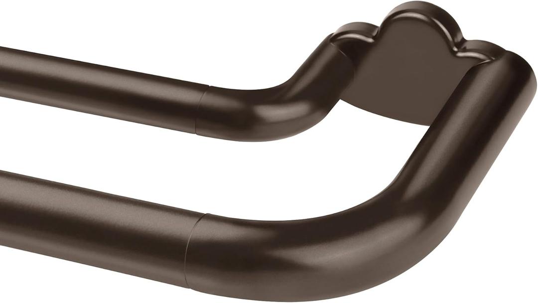 Double Curtain Rods 32 to 115 Inches, HOTOZON Blackout Double Curtain Rods for Windows 83 to 111 Inches (6.9-9.25 ft), 6/8 Inches Wrap Around Room Darkening Telescoping Drapery Rod, Bronze