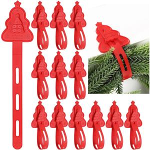 12 Pcs Christmas Garland Hangers for Mantle Garland Hooks Fireplace Stocking Hanger Reusable Silicone Adhesive Tape, Suitable for Christmas Door Frame, Staircase Decoration(Red)