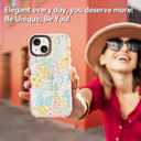 for iPhone 14 Case Cute - Durable Shockproof 6.6 ft Drop Impact Phone Case - Funny Blue Spring Design (6.1") Glitter Pink