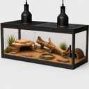 Bearded Dragon Tank, 80 Gallon Reptile Tank with Removable Sliding Door & Lock, Top Split Into 2 Openable Lockable Panels for Ventilation & Easy Feeding, Easy to Assemble.