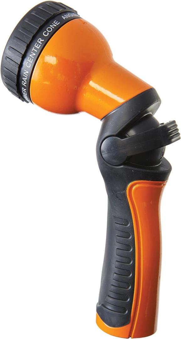 Dramm One Touch Revolution 9 Pattern Spray Gun with Thumb Control Water Flow, Perfect for Water Restricted Areas when Watering Plants, Pots, Baskets, Vegetables, Orange