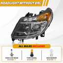 5 Pins Headlight Assembly W/O DRL Compatible with Dodge RAM Promaster 1500 2500 3500 2014-2022, Halogen Headlamp Replacement W/Bulbs, Chrome Housing, 4725945AJ CH2502254 Left Driver Side