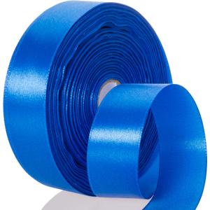 2 x 50 Yards 1 Inch Royal Blue Satin Ribbon, Single Face Polyester Solid Color Craft Fabric Ribbon for Handmade Roses, Gift Wrapping, Bouquets, Wedding, Christmas, and Party Decoration