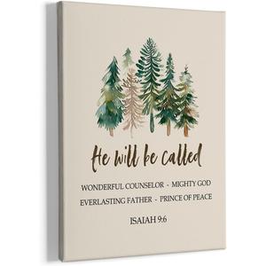 HIWX Christian Christmas Wall Art Decor, He Will Be Called Christmas Framed Canvas Painting Wall Art Decor, Isaiah 9 6 Bible Verse Christmas Wall Art Home Decoration For Bedroom Living Room 11x14