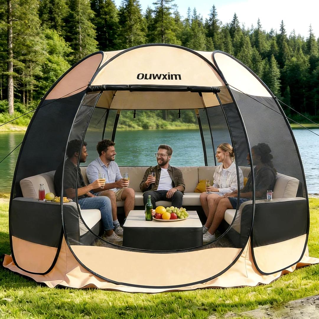 Pop up Gazebo Screen House Tent - Portable Canopy with Mosquito Netting for 6-8 Persons - Instant UV Protection Sun Shelter for Backyard, Patio, Garden & Camping, Waterproof, 10x10