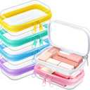 Sanwuta 6 Pcs Clear Hard Zipper Case Plastic Zipper Pouches Transparent Makeup Bag Pencil Case Pouches Toiletry Diaper Bag for Travel Toy Storage Organizer Bins(Colorful,5 x 3 x 2 Inch)