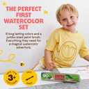 Honeysticks Non-Toxic Watercolor Paint Set for Kids and Toddlers - 8 Vibrant and Long Lasting Colors with Brush - Natural and Food Grade Ingredients - Child Safe Art Supplies - Great Gift Idea