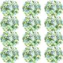 Tigeen Artificial Flowers Artificial Peonies Silk Flowers Faux Peony Fake Peony Silk Hydrangea Bouquet for Wedding Table Centerpiece Floral Vase Decor(White Green,12 Bundles)