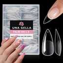 UNA GELLA Medium Stiletto Gel Nail Tips Full Cover 216Pcs Almond Shape Nails Tips Stiletto Pre etched Soft Gel Nails Clear Fake False Nail Tip For Home Art Salon 12 Sizes