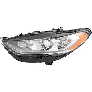 Headlight Assembly Compatible with 2017-2020 Ford Fusion Left Driver Side Halogen Headlamp w/LED (Left Driver Side)