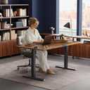 Huuger Electric Standing Desk with Power Outlets and USB-C Port, 55 X 24 Inch Height Adjustable Desk, Sit Stand Desk for Home Office, Computer & Gaming Desk with 4 Presets, Rustic Brown