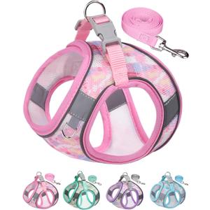 Dog Harness for Small Medium Dogs No Pull, Cat Harness and Leash Set, Step in Puppy Harness (Pink, XXS)