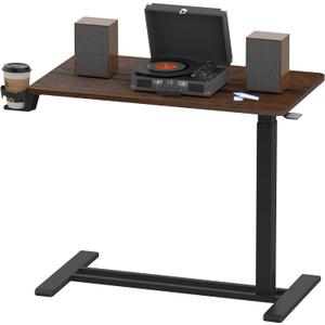 FLEXISPOT Adjustable C Table with Wheels, Mobile Snack Side End Table Sofa Couch Bedside Table Laptop Rolling Cart TV Tray Night Stand for Small Space Side Table(27.6" W x 15.7" D,Rustic Brown)