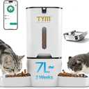 TYM Dual Automatic Cat Feeder for 2 Cats, 7L WiFi Cat Food Dispenser with Smart App Control, Programmable Feeding Schedule for Multiple Pets, Stainless Steel Double Bowls, Detachable for Easy Clean