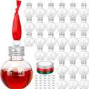 KaKaPops 30 Pieces Christmas Booze Balls, Christmas Tree Hanging Ornaments Clear Plastic Fillable Bulbs Pendant Ball with Screw Caps and Ribbons for Christmas Home Party Decor (Silver)