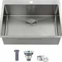 IKEBANA Kitchen Sink 22 x 18 inch, 304 Stainless Steel Brushed Nickel Small Kitchen Bar Sink, Topmount Drop in RV Single Bowl Sink with Strainer