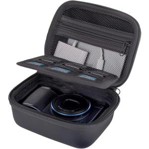 Reibi Camera Hard Case for Canon G7X Mark III/II/SX740 HS, Sony ZV-1F/ZV-1 II, Ricoh GR IV/III, Panasonic ZS99, X-Half/X-HF1 | Portable Travel Case with Pockets for Memory Cards, Cables, Chargers (Black)