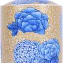 Mini Blue and White Porcelain Jar with Lid, Airtight Ceramic Spice/Tea/Condiment Container Vintage Chinoiserie Decorative Accent, Small Vase, Storage Canister for Kitchen & Home Decor