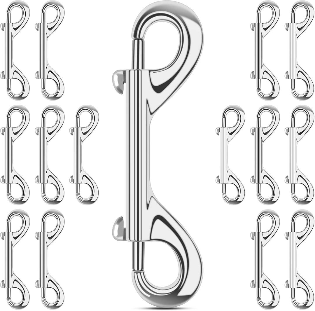 ERKOON 15 Pack Heavy Duty Snap Hooks Double Sided Clips for Hanging Horse Tack Sling Feed Buckets Dog Leash Collar Key Chain Zinc Alloy Metal Snaps Clip(3-1/2 Inch)