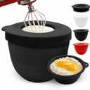 Silicone Bowl Liner for KitchenAid Mixer 4.5/5QT, Collapsible Mixing Bowl Insert with Airtight Lid, Food Grade Silicone KitchenAid Stand Mixer Bowl Liner, Heat Resistant, Dishwasher Safe, 1 (Black)