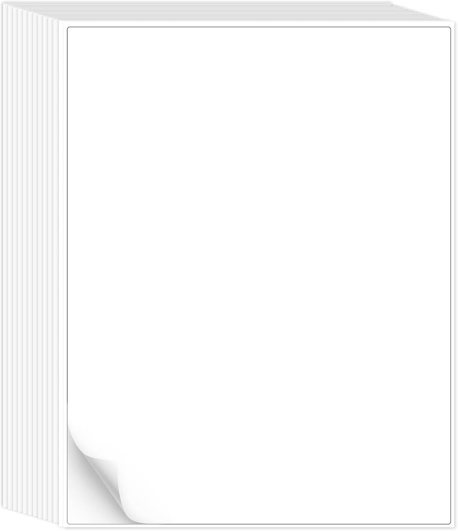 L LIKED 50 Full Sheet Self Adhesive Sticker Paper 8.5 x 11 Inches, Address Labels for Laser & Inkjet Printing (50 Sheets)
