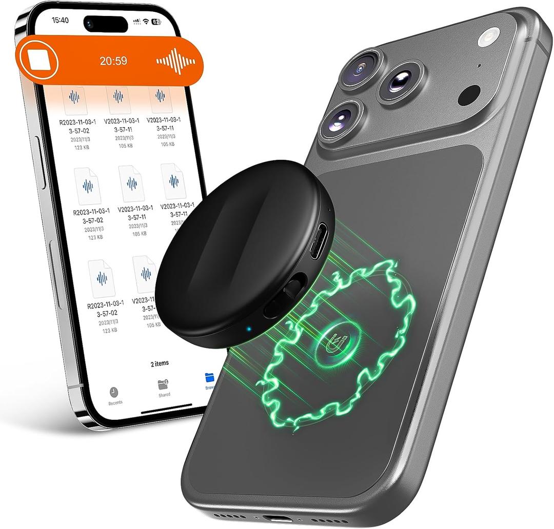 136GB Magnetic Voice Activated Recorder - (9800Hours) Portable Dictaphone Digital Voice Recorder with Playback for Lectures Meetings, Tap Recording Device with AI-Intelligent Triple Noise Reduction