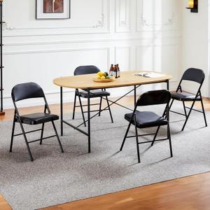 Sweetcrispy Folding Chair 4 Pack, Leather Padded Folding Chairs, Sturdy Metal Foldable Chairs, Easy to Use and Store, Outdoor and Indoor, for Home, Office, Party, Comfy (Table Not Included) Sweetcrispy Folding Chair 4 Pack, Leather Padded Folding Chairs, Sturdy Metal Foldable Chairs, Easy to Use and Store, Outdoor and Indoor, for Home, Office, Party, Comfy (Table Not Included)