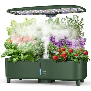 Hydroponics Growing System Kit Indoor, Aeroponics Herb Garden Kit 15 Pods, 3 Grow Modes, 24H Timer Gardening System, Quiet Smart Water Pump Hydroponic Planter Summer/Winter Use (Dark Green)
