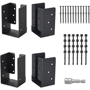 4 Pcs Concealed Joist Hangers, 4"x6" Outdoor Trim Concealed Flanges, Q235B Steel Powder Coated Concealed Mount Joist Hangers for 4"x6" Beam Swing