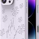 OAOA Magnetic Engraved Case Compatible with iPhone 16 Pro Case, Compatible with Magsafe, Camera All-Round Protection, Slim Liquid Silicone Phone Case for Women Girls, Lavender Castle