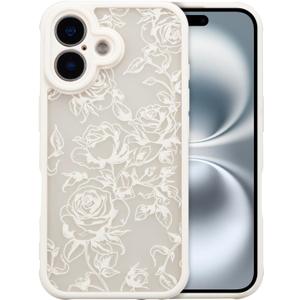 XIZYO for iPhone 17 Case, Floral Flower Cute Aesthetic Case for Women Girls Rose Pattern Slim TPU Bumper Shockproof Protective Cover for iPhone 17 6.3 Inch, Branch Rose/White