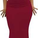 Womens Summer Cap Sleeve Square Neck Elegant Casual Lounge Bodycon Slim Maxi Evening Party Long Dress (Medium, Burgundy)