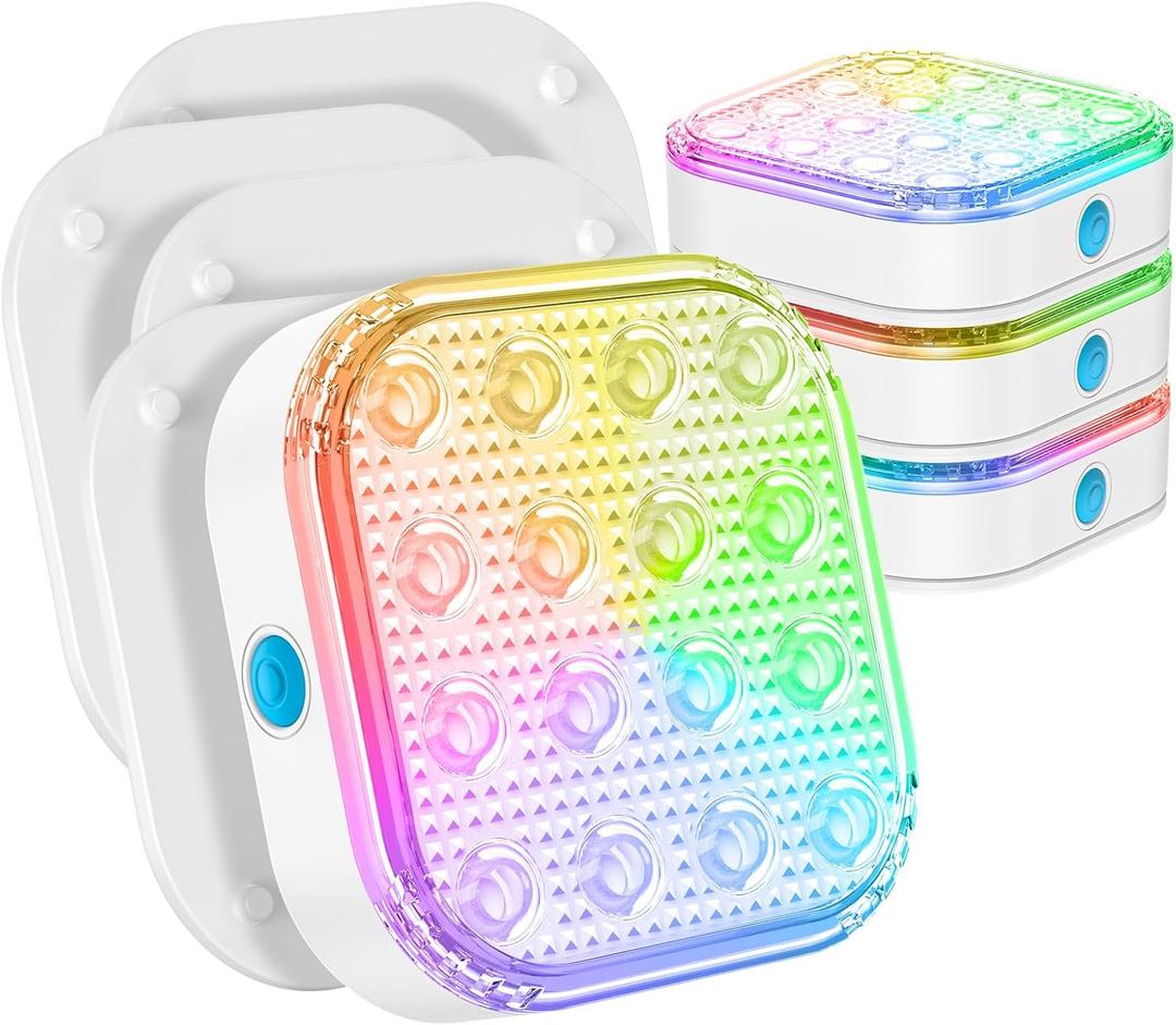 Submersible LED Pool Lights, 16 Color Changing, Rechargeable, Magnetic Floating, Waterproof, for Pool, Vase, Decor 4 Pack