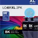 LC401XL Black Ink Cartridges, Compatible with MFC-J1010DW / J1012DW / J1170DW Printers, High Yield Replacement for Brother LC401XL LC401 Ink (2 Black, 2 Pack)