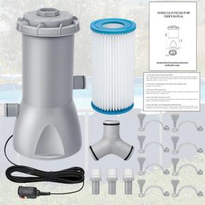 1000 GPH Pool Pumps, Cartridge Filter Pump for Above Ground Pools, 1000 GPH Pump Flow Rate, Above Ground Cartridge Filter and Water Circulation System, Pool Filters Accessories