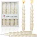 Ivory Spiral Taper Candles Set of 4, 7.5 Inch Handmade Candle Stick, Unscented Twisted Candles, Tapered Candles for Wedding Dinner Table Home Decor Gift