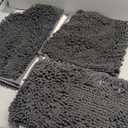 Bathroom Rugs Set Non Slip 3 Piece Bath Mat Washable Chenille Bath Rugs with PVC Backing Bath Carpet,Absorbent Bathroom Mats with Toilet Rug,Bath Mats for Bathroom,Bedroom, Kitchen,Tub,Home Decor (Charcoal Grey)
