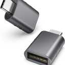 Syntech USB C to USB Adapter Pack of 2, USB 3.0 Female to Thunderbolt 4/3 Adapter Compatible with MacBook Pro Air 2024, Surface, iPad, iPhone, Galaxy Notebook, XPS and More Type C Devices, Space Grey