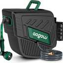 Retractable Garden Hose Reel: 1/2 in x 100 ft Wall Mounted Water Hose Reel with 10-Function Nozzle, Hose Reels for Outside, Any Length Lock, Brass Fittings, Slow Auto Rewind & 180° Swivel
