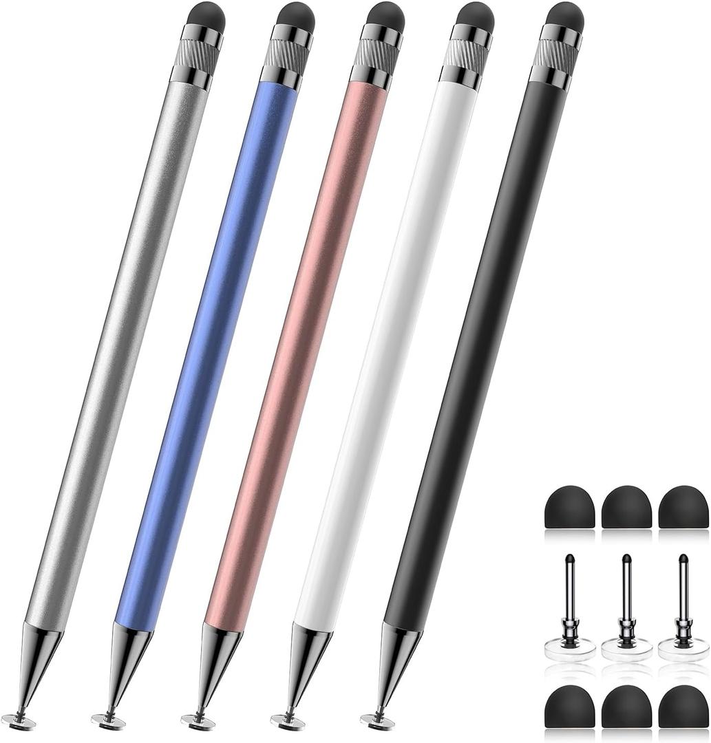 Stylus (5 Pcs), 2-in-1 Stylus Pen for Touch Screen, High Precision and Sensitivity, Suitable for iPhone/ipad/Android Tablets, Compatible with All Touch Screens (Black/White/Blue/Rose Gold/Silver) Stylus (5 Pcs), 2-in-1 Stylus Pen for Touch Screen, High Precision and Sensitivity, Suitable for iPhone/ipad/Android Tablets, Compatible with All Touch Screens (Black/White/Blue/Rose Gold/Silver)