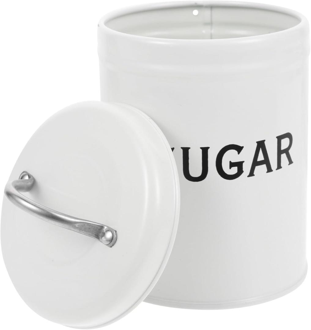 Lurrose Sugar Container: Metal Sugar Canister - Coffee Bean Container - Tea Canister - Cookie Jar for Home kitchen (As Shown1)