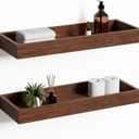 Floating Shelves for Wall, Wooden Wall Shelves for Bedroom Living Room Kitchen, Modern and Rustic Bathroom Shelves with Raised Lip, Decor Floating Shelf for Storage (Walnut-Like,2 Set,15.7 in)