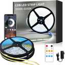 COB LED Strip Lights 100ft,6000K DC 24V Dimmable White Flexible LED Lights Strip for Bedroom,with Remote and app Control LED Rope Lights for Living Room,Shelf,Cabine,Bed(2 Rolls of 50ft)