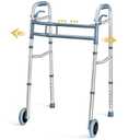 Medical king Walkers for Seniors Aluminum Lightweight Walker with Wheels, Adjustable Width and Height, Folding Walker for Elderly, Handicapped, Disabled 2 Wheels in Front