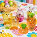 24 Pack Easter Fillable Containers Plastic Bunny Chick Carrot Shaped Treat Box Colorful Diamond Egg Novelty Easter Hunt Basket Stuffers Filler Shell for Classroom Prize Spring Party Favor