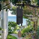 Wind Chimes Outside Deep Tone, 45 in WindChimes Large with 6 Heavy Tubes, Large Deep Tone Wind Chime Outdoor for Garden Hanging Dcor,Sympathy Gifts, Black